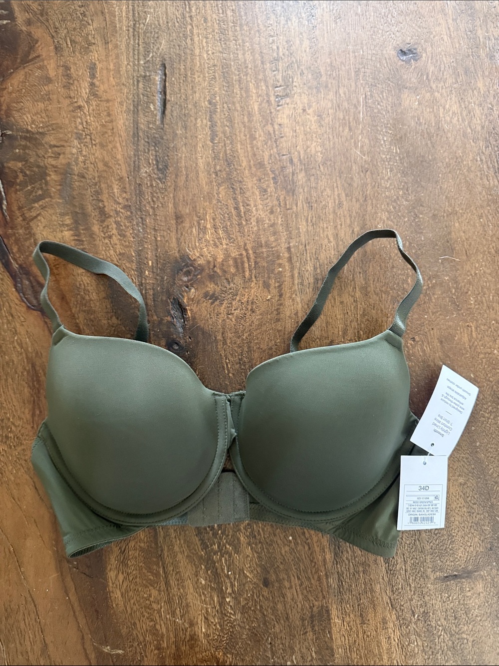 Auden Olive Green Smooth T-Shirt Bra